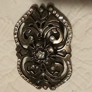 Silver pewter with rhinestones belt buckle